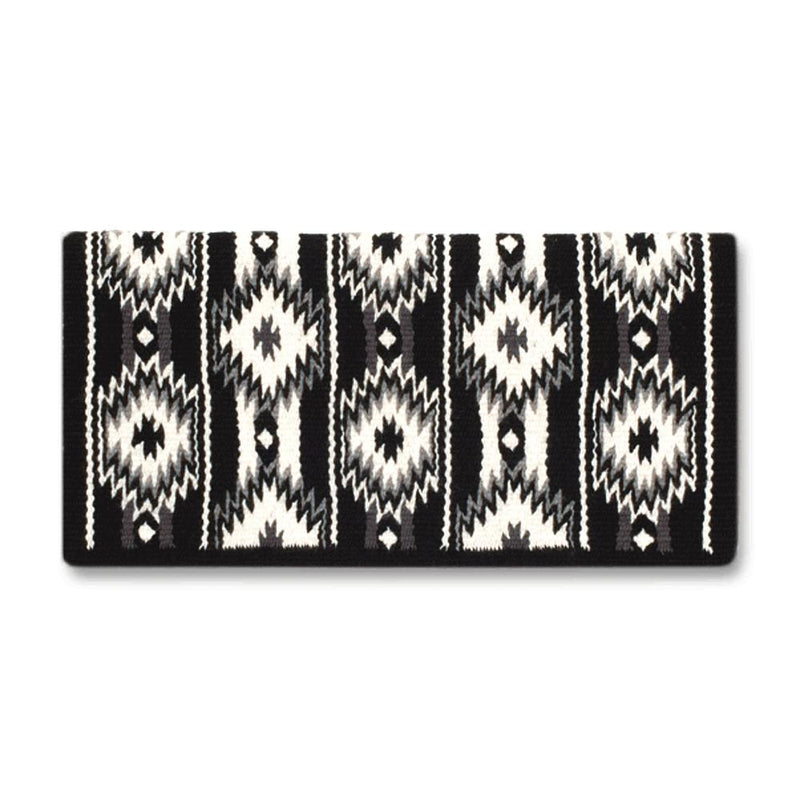1463-11 Two X Two 38x34 New Zealand Wool Saddle Blanket BLACK WHITE GREY
