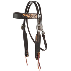 WD-SBH1 Black Overlay Tooled Combo Browband Headstall