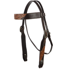 WD-SBH2 Brown Overlay Tooled Combo Browband Headstall