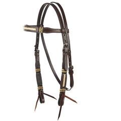WD-SBH10 Braided Rawhide Chocolate Browband Headstall