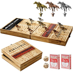 Horse Racing Board Game with 11 Luxury Metal Horses Horse Race Board Game Horse Racing Game Horse Race Board Game Foldable Thickened Solid Wood
