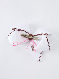 Western Horse Embroidery Ruffle Edge Girls Hairpin 4 Inch