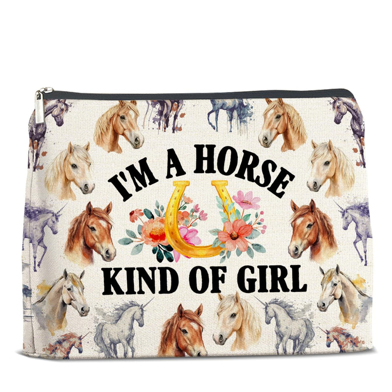 UPNEGE Horse Gifts for Horse Lovers Makeup Bag Horse Loving Girl Gifts Cowgirls Gifts Horse Girl Cosmetic Bag Zipper Makeup Pouch