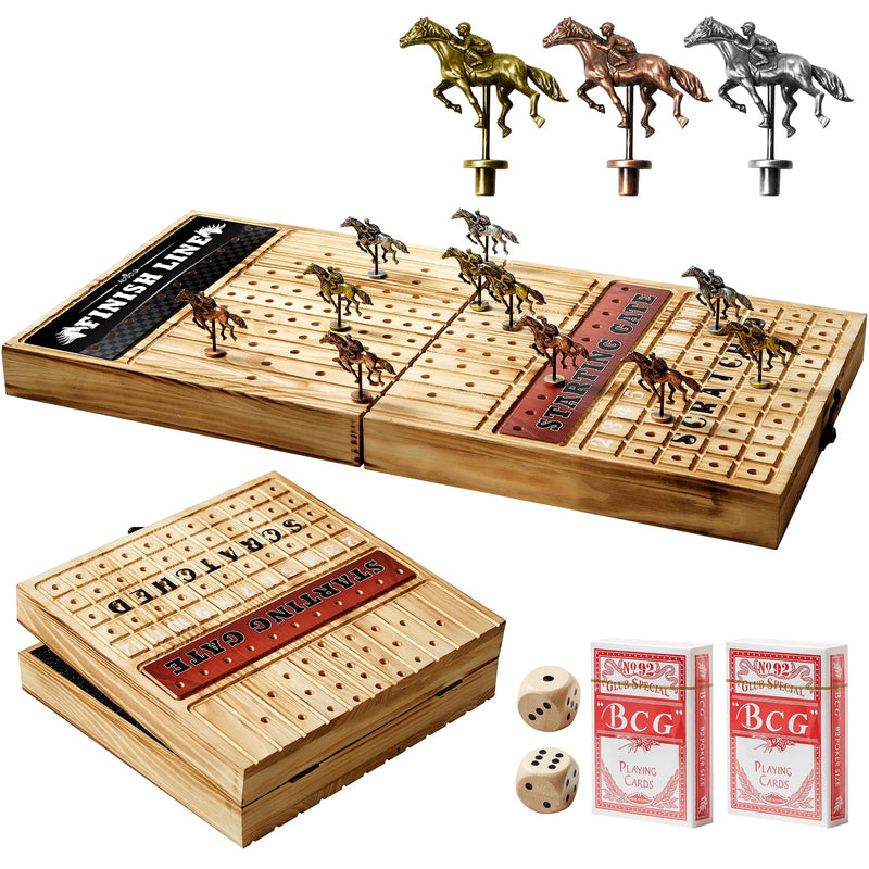Horse Racing Board Game with 11 Luxury Metal Horses Horse Race Board Game Horse Racing Game Horse Race Board Game Foldable Thickened Solid Wood