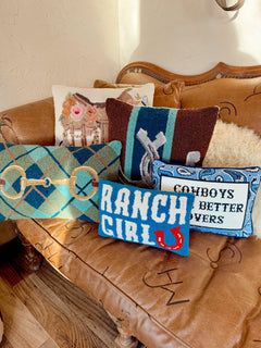 The Plaid Snaffle Bit Hook Pillow
