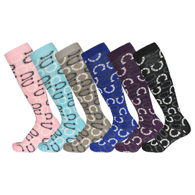 AWST Int'l Ladies Lucky Horseshoes Knee Socks- 6 Pack