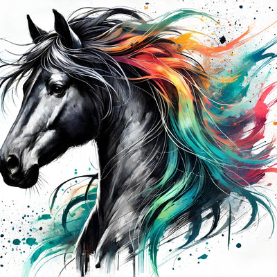 A Charcoal Horse Fabric Panel 1