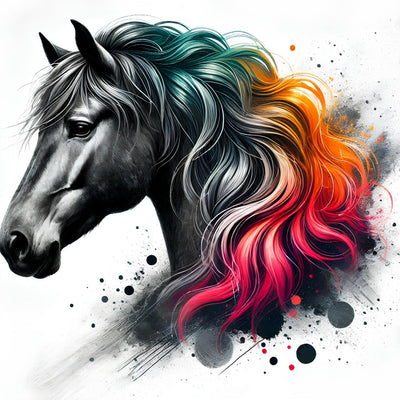 A Charcoal Horse Fabric Panel 4