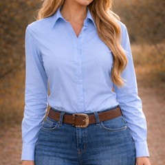 Black Crystal Turn & Burn Button-Up Rodeo Shirt -Blue