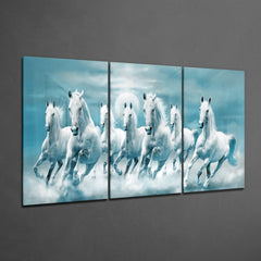 Running Horses Mega Glass Wall Art