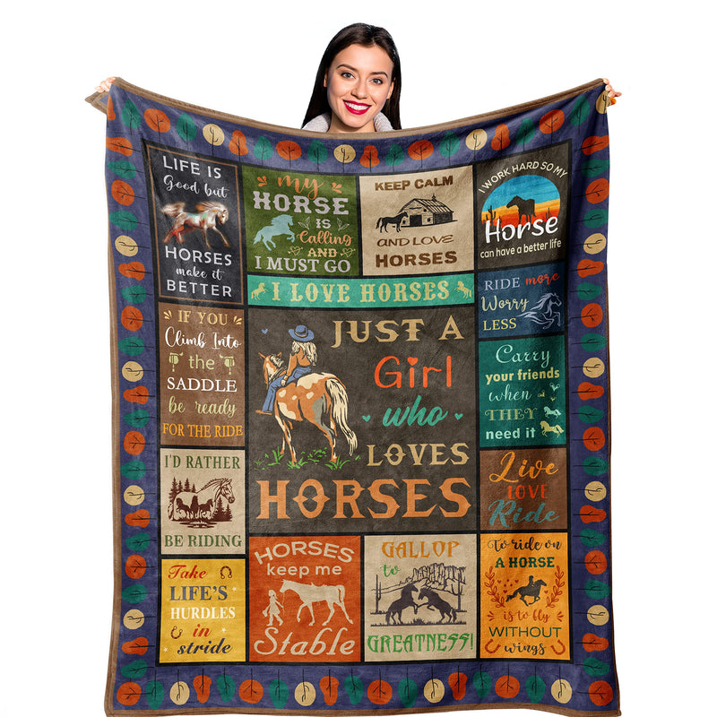 Ruvinzo Horse Gifts for Women Horse Blanket for Girls Gifts for Horse Lover Girls Horse Gifts Horses Gift Ideas Equestrian Gifts Horse Themed Gift Horse Lovers Birthday Gifts Blanket 80