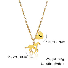 Fashion Titanium Steel Heart Letter Cute Pony Pendant Necklace