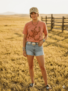 Floral Horseshoe Graphic Tee - Terracotta