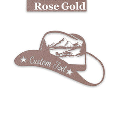 Cowboy Hat Metal Sign - Rustic Western Decor With Horses Running Design