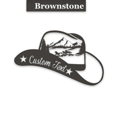 Cowboy Hat Metal Sign - Rustic Western Decor With Horses Running Design
