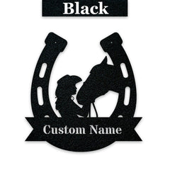 Her Lucky Horseshoe Personalized Metal Sign