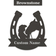 Her Lucky Horseshoe Personalized Metal Sign