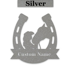Her Lucky Horseshoe Personalized Metal Sign