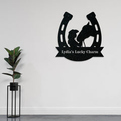 Her Lucky Horseshoe Personalized Metal Sign