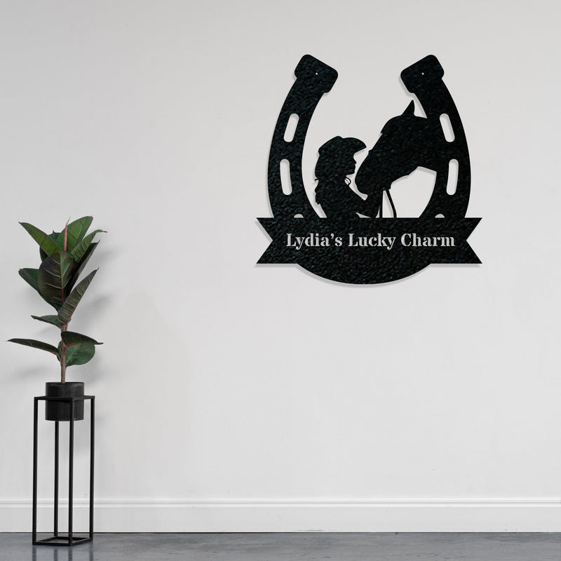 Her Lucky Horseshoe Personalized Metal Sign