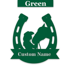 Her Lucky Horseshoe Personalized Metal Sign