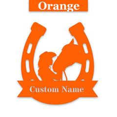 Her Lucky Horseshoe Personalized Metal Sign