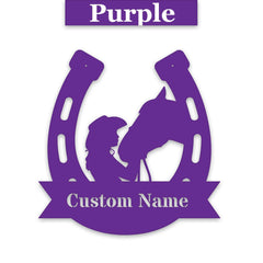 Her Lucky Horseshoe Personalized Metal Sign