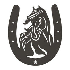 Horse Head Horseshoe Sign - Custom Metal Wall Art | Rustic Western Decor