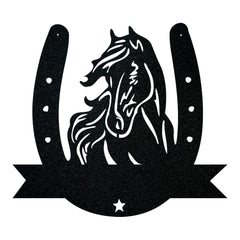 Horse Head & Horseshoe Monogram - Metal Sign