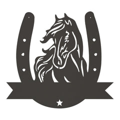 Horse Head & Horseshoe Monogram - Metal Sign