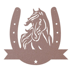 Horse Head & Horseshoe Monogram - Metal Sign