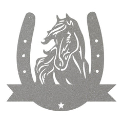 Horse Head & Horseshoe Monogram - Metal Sign