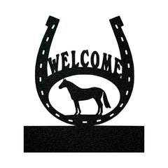 Horseshoe Welcome Sign | Custom Metal Sign With Family Name - Durable Farm Style Decor