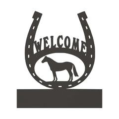 Horseshoe Welcome Sign | Custom Metal Sign With Family Name - Durable Farm Style Decor