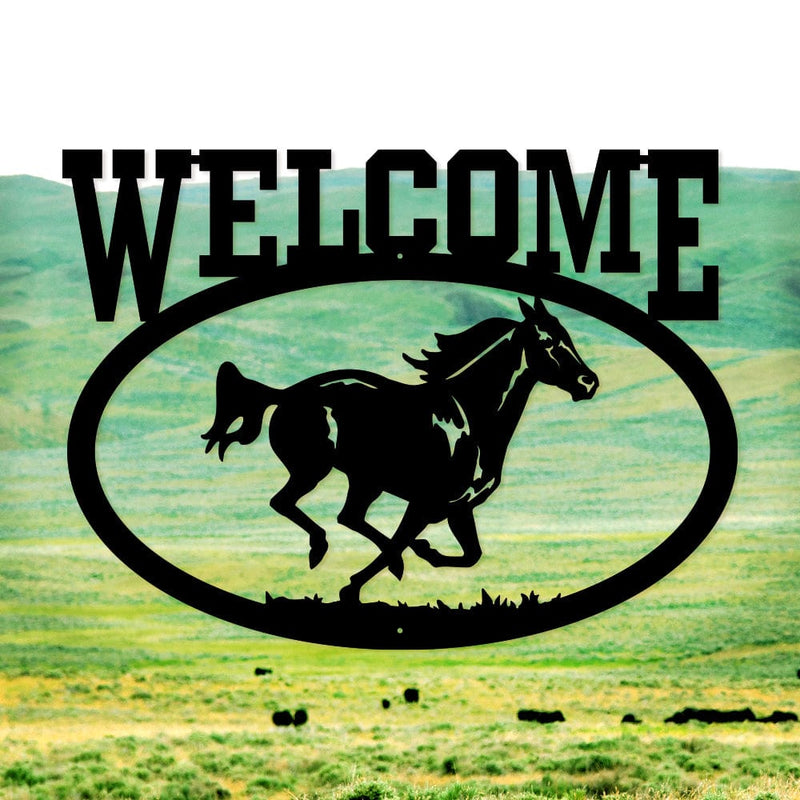 Welcome Running Horse Sign