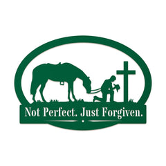 Western Cowboy and His Horse Kneeling Monogram