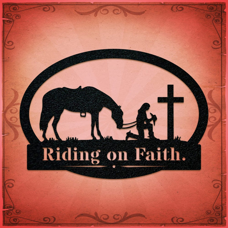 Western Cowgirl and Her Horse Kneeling Monogram